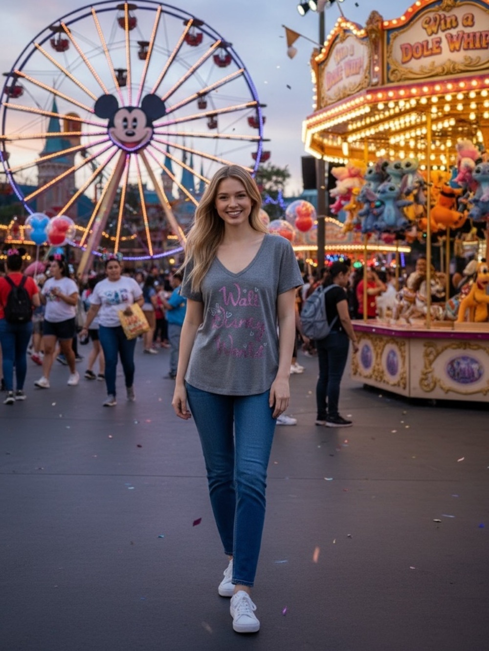 Disney World Butterfly Sequin Pink and Grey T Shirt NWT Size XL